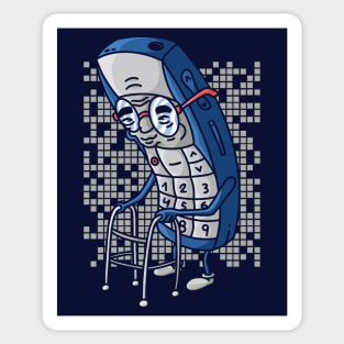 Funny Old Cell Phone Cartoon // Retired Phone Sticker